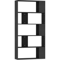 vidaXL Book Cabinet/Room Divider with 5 Large Compartments Chipboard Book Stand Highboard Office Cabinet Bookshelves File Cabinet Black