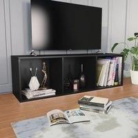 vidaXL Black Engineered Wood Book Cabinet/TV Stand - Modern Freestanding Shelf for Living Room/Office/Bedroom Storage, 3 Compartments