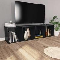 vidaXL Black Book Cabinet/TV Cabinet with 4 Compartments - Modern Freestanding Organiser for Living Room, Bedroom & Office- Engineered Wood
