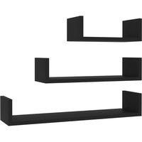 Wall Display Shelf Floating Rack Hanging Shelf Engineered Wood 3 pcs vidaXL
