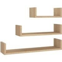 vidaXL Wall Display Shelf 3 pcs Sonoma Oak Engineered Wood