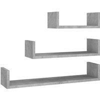 Wall Display Shelf Floating Rack Hanging Shelf Engineered Wood 3 pcs vidaXL
