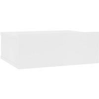 vidaXL Floating Nightstand in White - Space-Saving, Wall-Mounted Design with Solid Tabletop and Integrated Drawer, Made of Durable Engineered Wood