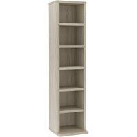 vidaXL Engineered Wood CD Cabinet - Brown Sonoma Oak Finish - Versatile Storage Organiser with 6 Open Compartments - For Living Room, Office or Bedroom