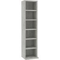vidaXL 6-Compartment CD Cabinet - Concrete Grey Engineered Wood - Versatile Home Storage Organiser