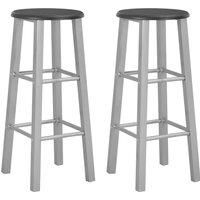 vidaXL 2X Bar Stools Modern Home Bar Restaurant Kitchen Dinner Seats Stools Chairs Counter Stools Dining Room Bar Furniture Silver MDF
