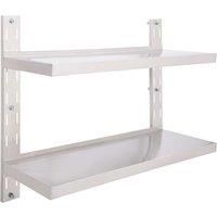 vidaXL 2-Tier Floating Wall Shelf in Stainless Steel - Durable, Adjustable, & Hygienic Storage Solution for Kitchens