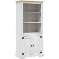 vidaXL Solid Pinewood Mexican /'Corona/' style Cupboard - White 80x40x170 cm - Perfect for living room, office - Featuring 3 Shelves and a 2-Shelve Cabinet.