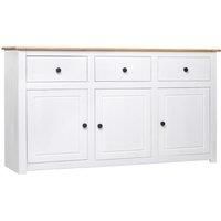 vidaXL Solid Pinewood Sideboard - White Panama Range | Scandinavian Styled Drawer Cabinet with Large Storage Space for Living room, Bedroom or Office