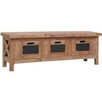 vidaXL Brown Solid Mahogany Wood TV Cabinet - Antique-Styled Multi-functional Living Room Furniture with Durable Finish, Ample Storage & Easy Assembly