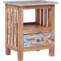 vidaXL Solid Reclaimed Wood Bedside Cabinet - Rustic Handmade Storage Side Table for Bedroom or Living Room
