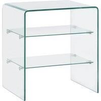 vidaXL Tempered Glass Coffee Table with 2 Shelves - Modern Transparent Accent Furniture for Living Room or Office