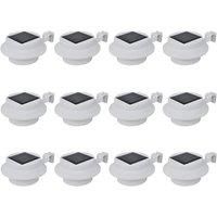 vidaXL Outdoor Solar Fence Lamps 12 Pcs LED - White