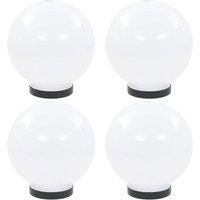 vidaXL 4X LED Bowl Lamps Spherical Garden Lights Ground Spot Lamp Outdoor Lighting Fixture LED Path Lights with E27 Sockets 20cm PMMA