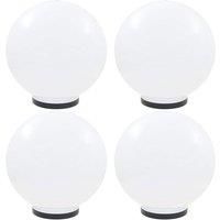 vidaXL Spherical LED Bowl Lamp Set, Outdoor Decorative Light, PMMA Material, E27 Socket, 4 pcs Garden Lamps, 40 cm Diameter, White