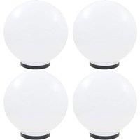 vidaXL Spherical LED Bowl Lamp Set, Outdoor Decorative Light, PMMA Material, E27 Socket, 4 pcs Garden Lamps, 40 cm Diameter, White