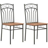vidaXL Mid-Century Modern Dining Chairs, Set of 2, Industrial Style, Made of Brown MDF and Steel Frame, for Kitchen/Dining Room/Living Room/Office.