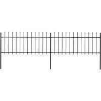 vidaXL Garden Fence Spear 3.4x0.8m Outdoor Panel Barrier Border Decorative Landscape Privacy Edges Black Steel Rust-Resistant Metal