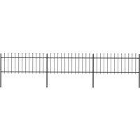 vidaXL Garden Fence Spear 5.1x0.8m Outdoor Panel Barrier Border Decorative Landscape Privacy Edges Black Steel Rust-Resistant Metal
