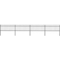vidaXL Garden Fence Spear 6.8x0.8m Outdoor Panel Barrier Border Decorative Landscape Privacy Edges Black Steel Rust-Resistant Metal