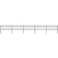 vidaXL Garden Fence Spear 8.5x0.8m Outdoor Panel Barrier Border Decorative Landscape Privacy Edges Black Steel Rust-Resistant Metal