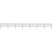 vidaXL Garden Fence Spear 11.9x0.8m Outdoor Panel Barrier Border Decorative Landscape Privacy Edges Black Steel Rust-Resistant Metal