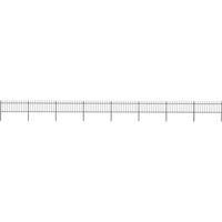 vidaXL Garden Fence Spear 13.6x0.8m Outdoor Panel Barrier Border Decorative Landscape Privacy Edges Black Steel Rust-Resistant Metal
