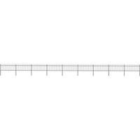 vidaXL Garden Fence Spear 15.3x0.8m Outdoor Panel Barrier Border Decorative Landscape Privacy Edges Black Steel Rust-Resistant Metal