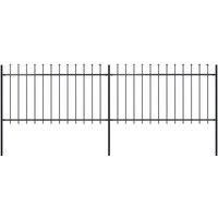vidaXL Garden Fence Spear 3.4x1m Outdoor Panels Barrier Border Decorative Landscape Privacy Edges Black Steel Rust-Resistant Metal