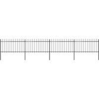vidaXL Garden Fence Spear 6.8x1m Outdoor Panels Barrier Border Decorative Landscape Privacy Edges Black Steel Rust-Resistant Metal