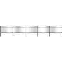 vidaXL Garden Fence Spear 8.5x1m Outdoor Panels Barrier Border Decorative Landscape Privacy Edges Black Steel Rust-Resistant Metal