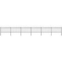 vidaXL Garden Fence Spear 10.2x1m Outdoor Panel Barrier Border Decorative Landscape Privacy Edges Black Steel Rust-Resistant Metal