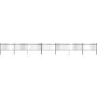 vidaXL Garden Fence Spear 11.9x1m Outdoor Panel Barrier Border Decorative Landscape Privacy Edges Black Steel Rust-Resistant Metal