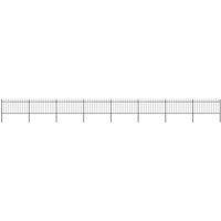 vidaXL Garden Fence Spear 13.6x1m Outdoor Panel Barrier Border Decorative Landscape Privacy Edges Black Steel Rust-Resistant Metal