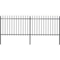 vidaXL Garden Fence Spear 3.4x1.2m Outdoor Panel Barrier Border Decorative Landscape Privacy Edges Black Steel Rust-Resistant Metal