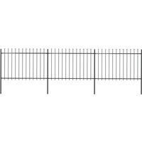 vidaXL Garden Fence Spear 5.1x1.2m Outdoor Panel Barrier Border Decorative Landscape Privacy Edges Black Steel Rust-Resistant Metal