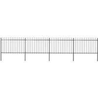 vidaXL Garden Fence Spear 6.8x1.2m Outdoor Panel Barrier Border Decorative Landscape Privacy Edges Black Steel Rust-Resistant Metal