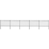 vidaXL Garden Fence Spear 8.5x1.2m Outdoor Panel Barrier Border Decorative Landscape Privacy Edges Black Steel Rust-Resistant Metal