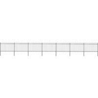 vidaXL Garden Fence Spear 11.9x1.2m Outdoor Panel Barrier Border Decorative Landscape Privacy Edges Black Steel Rust-Resistant Metal