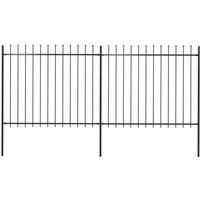 vidaXL Garden Fence Spear 3.4x1.5m Outdoor Panel Barrier Border Decorative Landscape Privacy Edges Black Steel Rust-resistant Metal