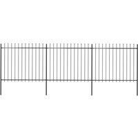 vidaXL Garden Fence Spear 5.1x1.5m Outdoor Panel Barrier Border Decorative Landscape Privacy Edges Black Steel Rust-resistant Metal