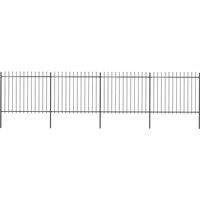 vidaXL Garden Fence Spear 6.8x1.5m Outdoor Panel Barrier Border Decorative Landscape Privacy Edges Black Steel Rust-resistant Metal