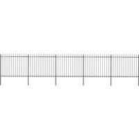 vidaXL Garden Fence Spear 8.5x1.5m Outdoor Panel Barrier Border Decorative Landscape Privacy Edges Black Steel Rust-resistant Metal