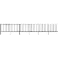 vidaXL Garden Fence Spear 10.2x1.5m Outdoor Panel Barrier Border Decorative Landscape Privacy Edges Black Steel Rust-Resistant Metal