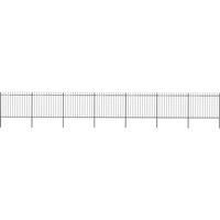 vidaXL Garden Fence Spear 11.9x1.5m Outdoor Panel Barrier Border Decorative Landscape Privacy Edges Black Steel Rust-resistant Metal