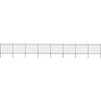 vidaXL Garden Fence Spear 13.6x1.5m Outdoor Panel Barrier Border Decorative Landscape Privacy Edges Black Steel Rust-resistant Metal
