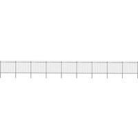 vidaXL Garden Fence Spear 15.3x1.5m Outdoor Panel Barrier Border Decorative Landscape Privacy Edges Black Steel Rust-resistant Metal