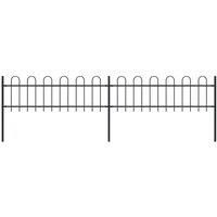 vidaXL Garden Fence Hoop 3.4x0.6m Outdoor Panel Barrier Border Decorative Landscape Privacy Edges Black Steel Rust-Resistant Metal