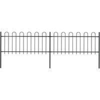 vidaXL Decorative Garden Fence with Hoop Top, Strong Heavy-Duty Steel, Black, Powder-Coated, Easy to Assemble, Secure Outdoor Perimeter Barrier, 3.4x0.8 m