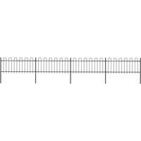 vidaXL Garden Fence Hoop 6.8x0.8m Outdoor Panel Barrier Border Decorative Landscape Privacy Edges Black Steel Rust-resistant Metal